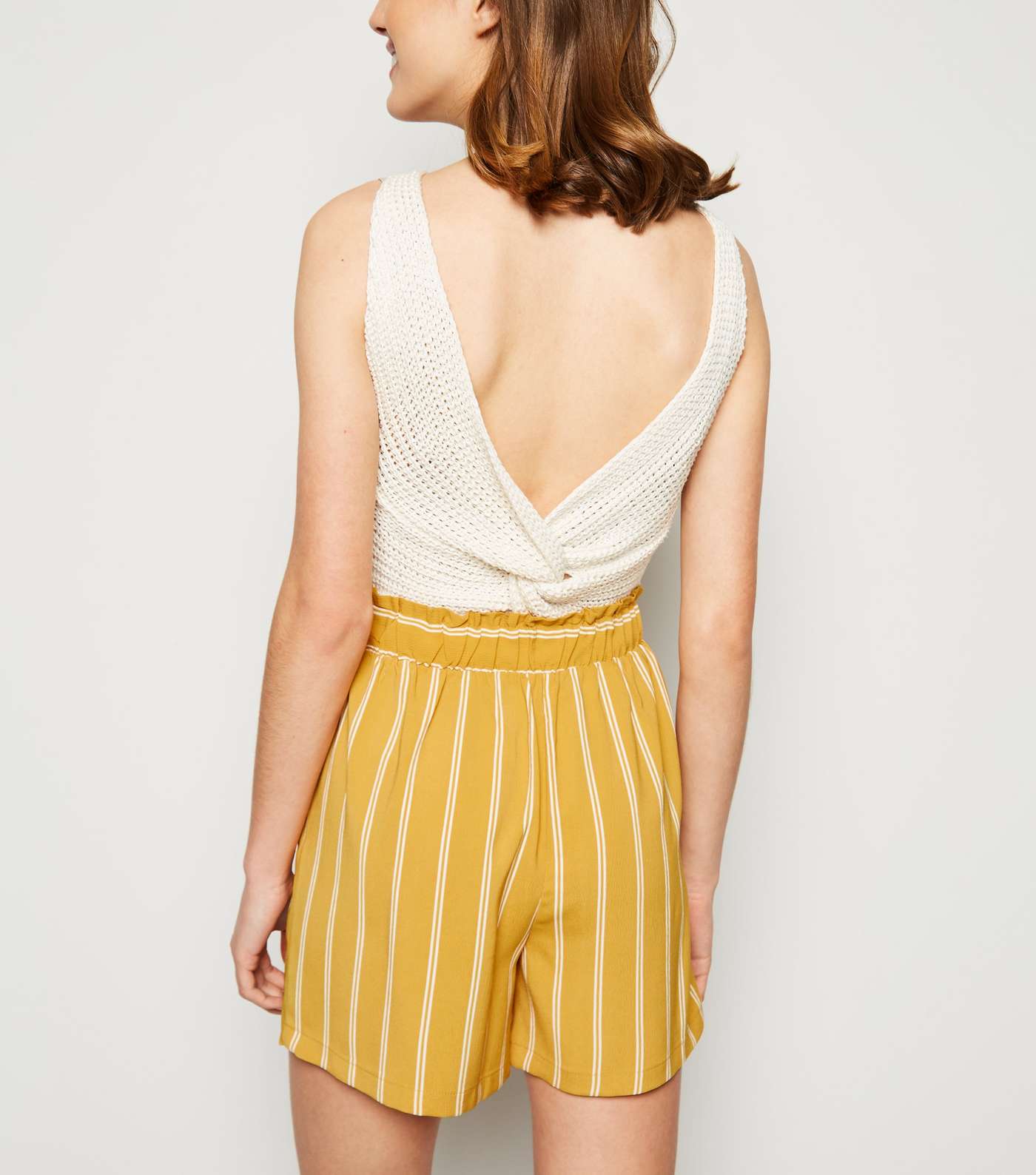 Mustard Stripe Paperbag Shorts Image 3