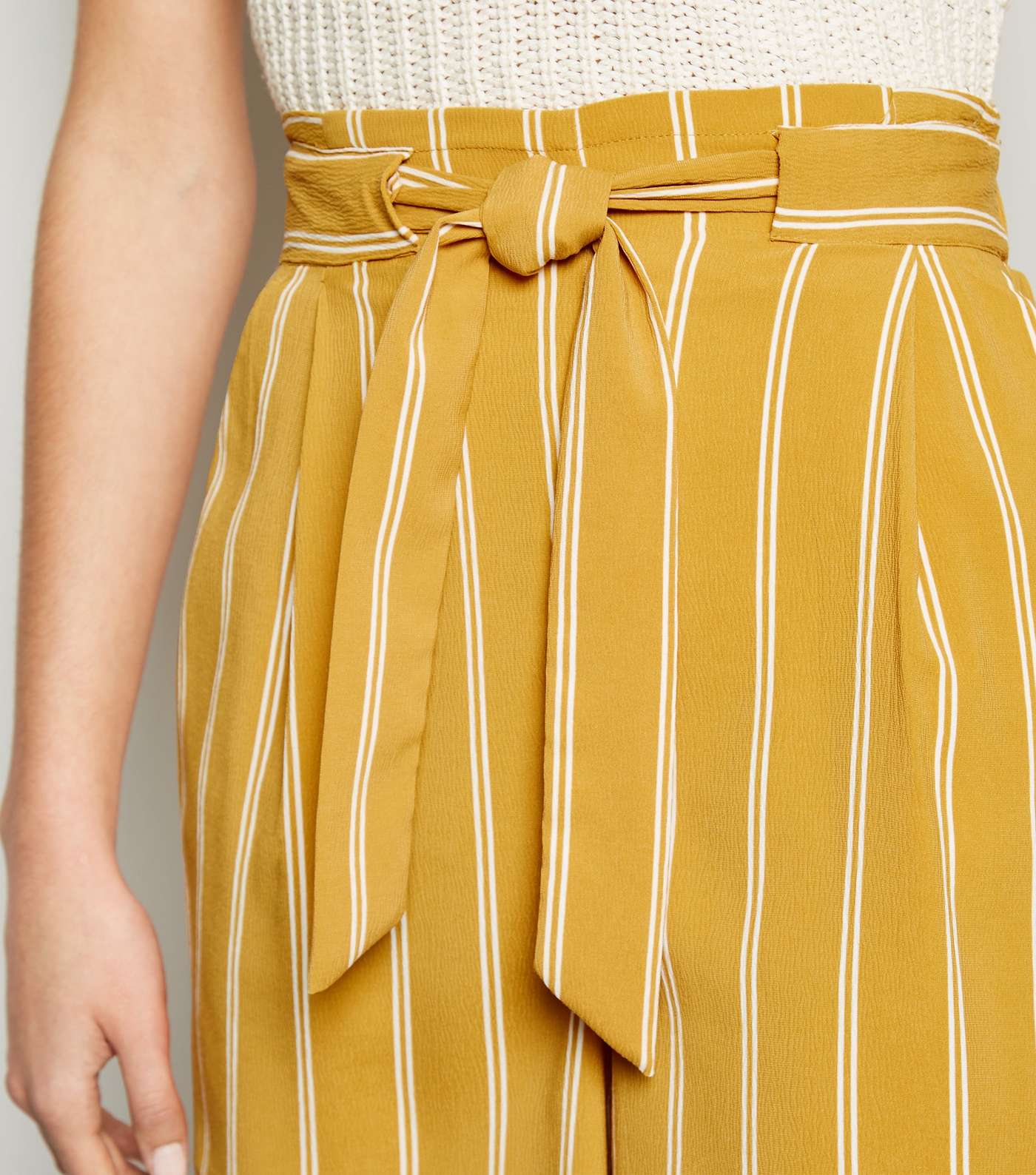 Mustard Stripe Paperbag Shorts Image 5