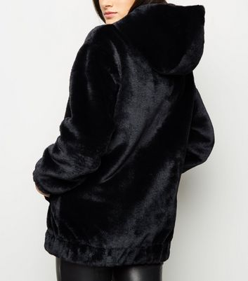 faux fur hooded bomber