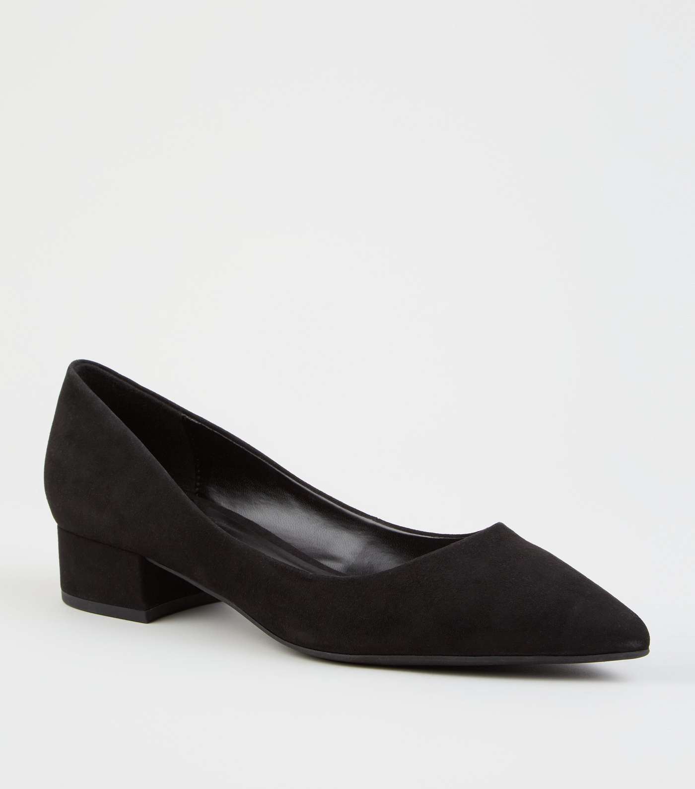 Black Suedette Pointed Court Shoes
