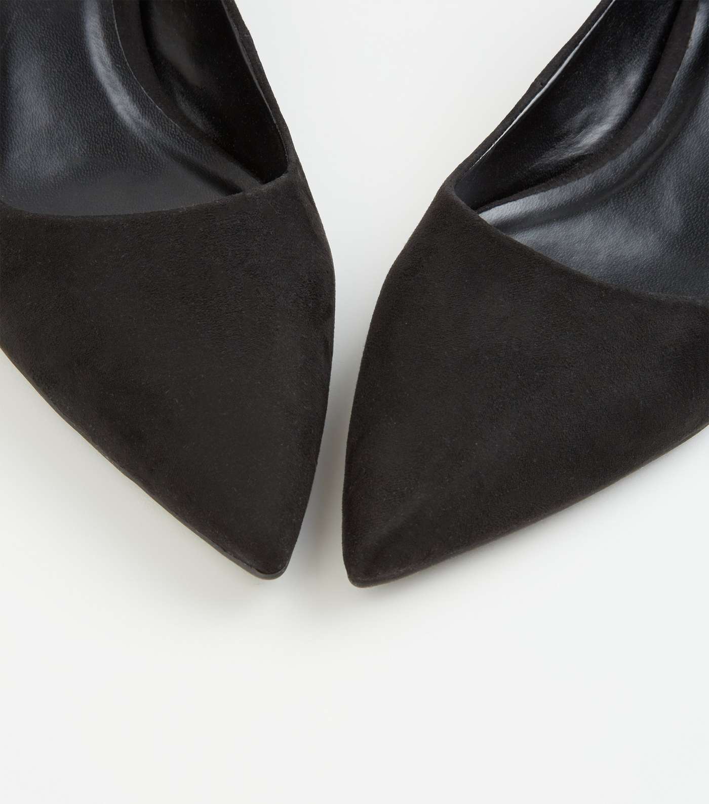 Black Suedette Pointed Court Shoes Image 3
