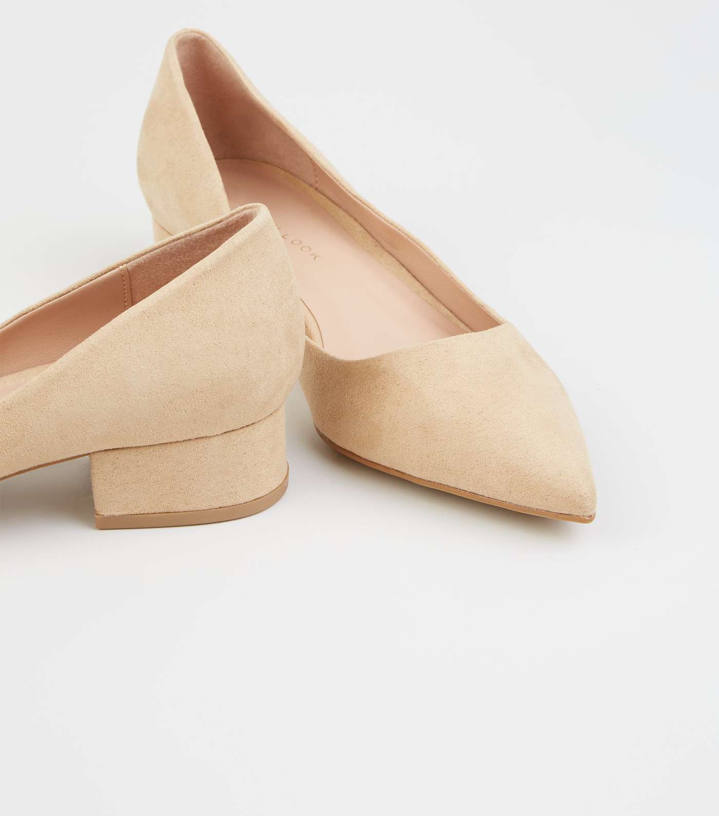 Light Brown Suedette Pointed Court Shoes Image 3