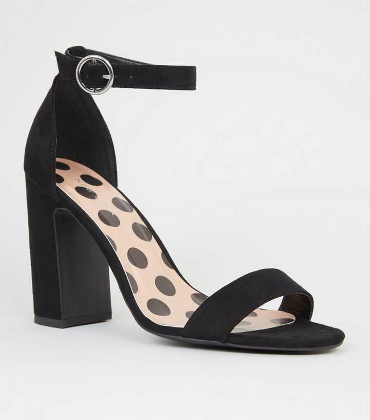Black Spot Print Insole Block Heels