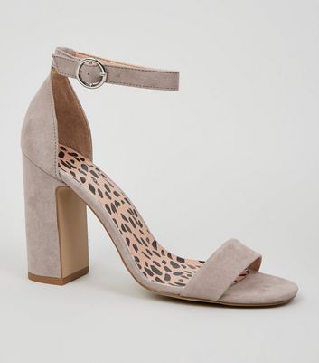 Grey Animal Print Insole Block Heels New Look