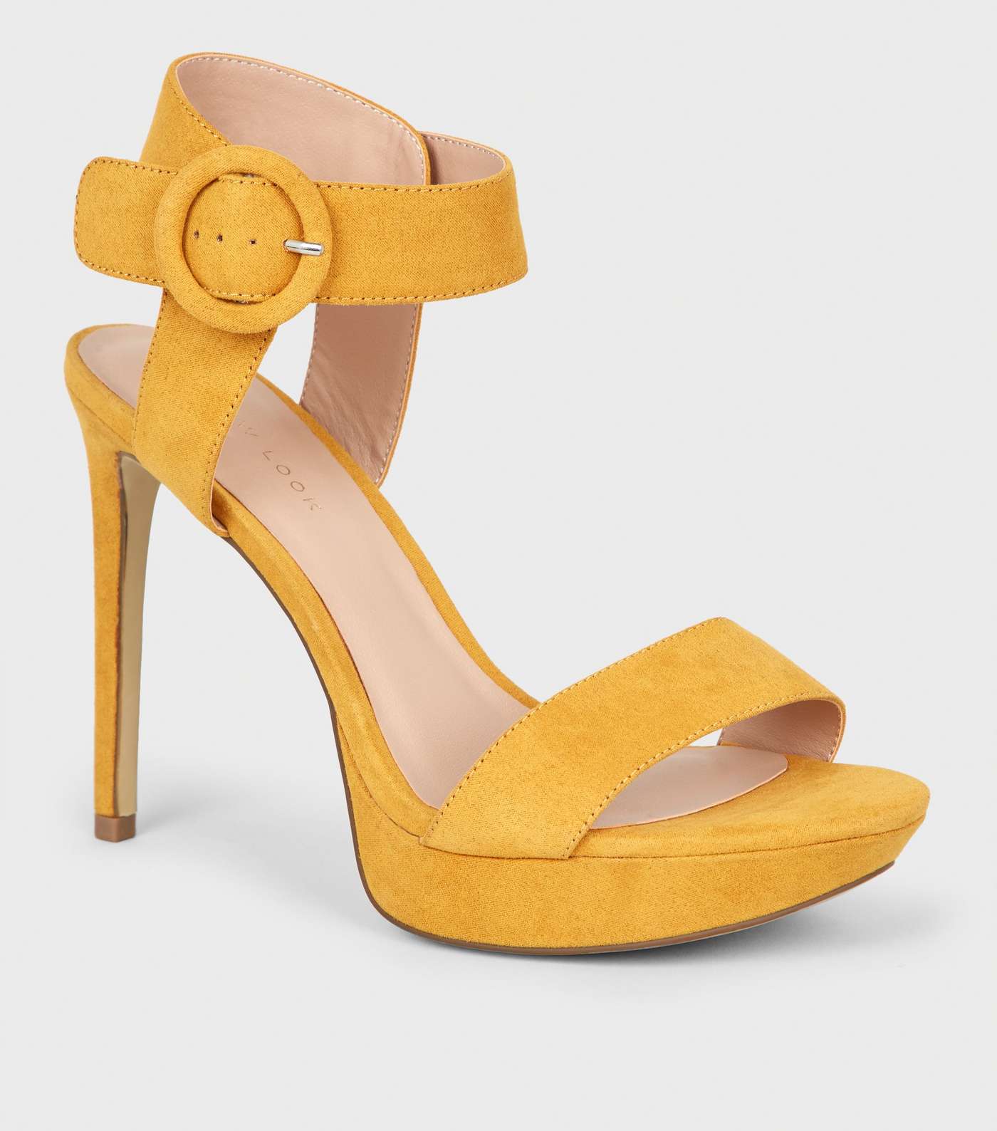Yellow Suedette Platform Stiletto Sandals