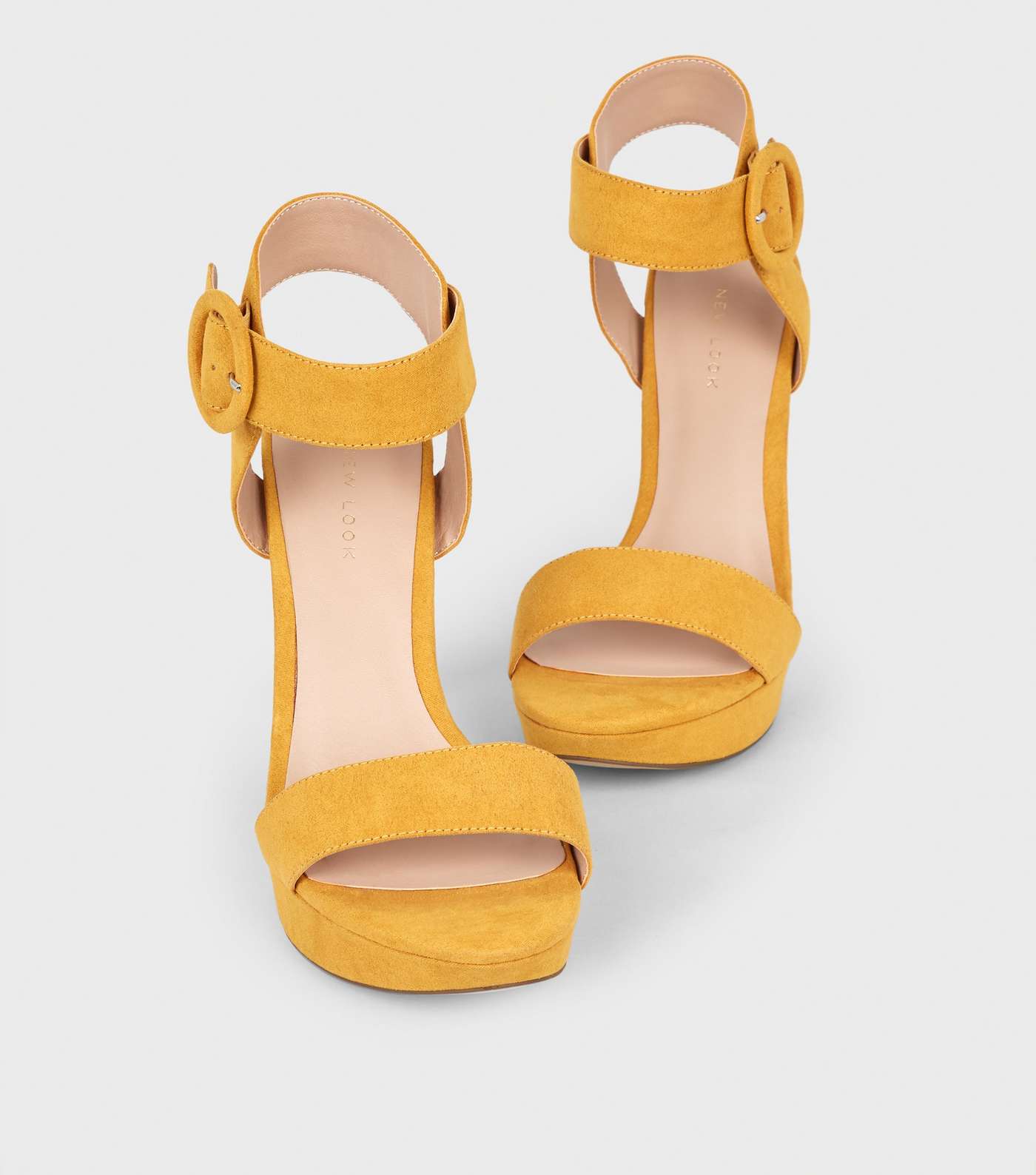 Yellow Suedette Platform Stiletto Sandals Image 3