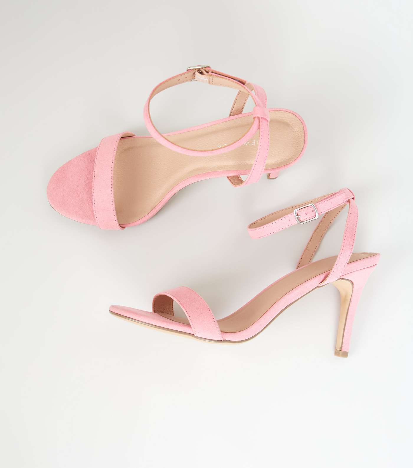 Pale Pink Suedette Ankle Strap Stiletto Heels Image 4