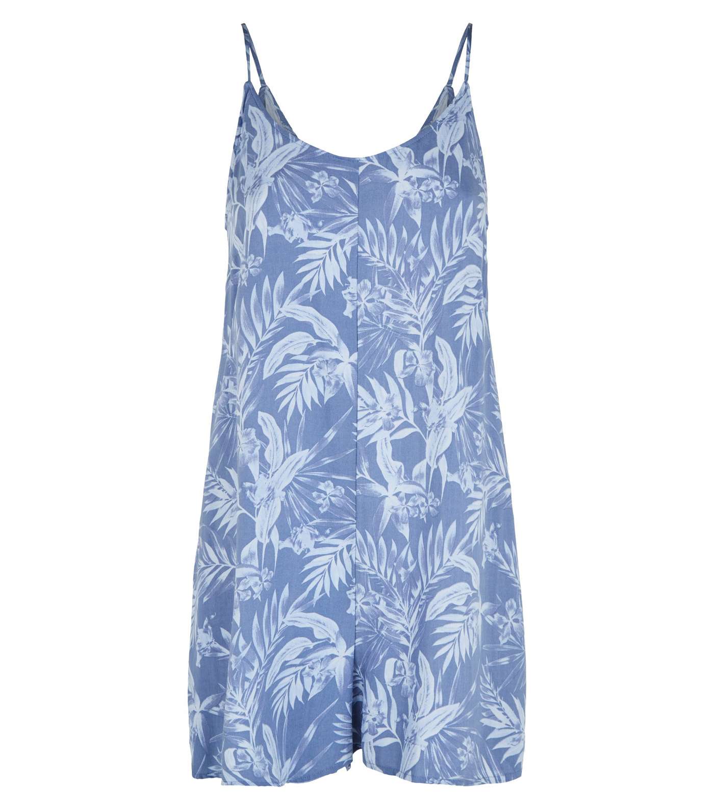 Pale Blue Floral Strappy Playsuit Image 4