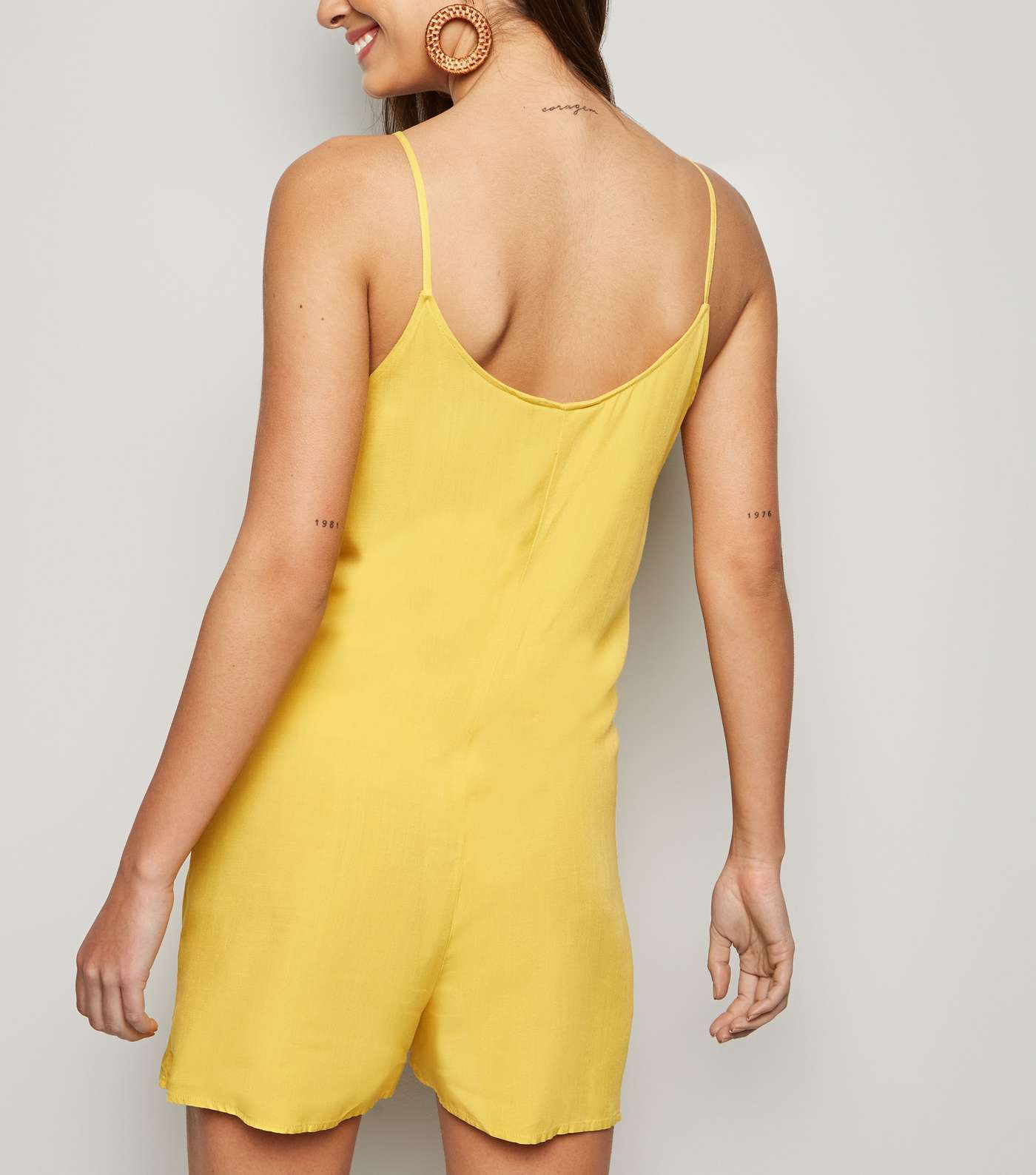 Yellow Strappy Woven Playsuit  Image 3