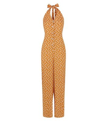 yellow halter jumpsuit