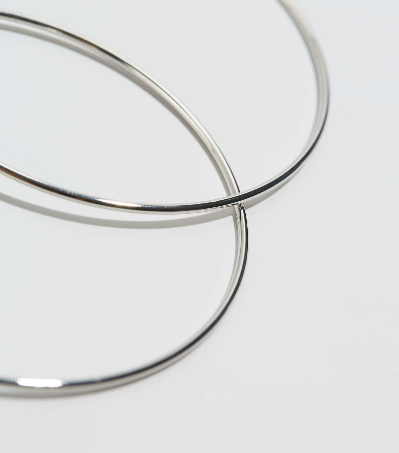 Silver Skinny Oversized Hoop Earrings Image 3