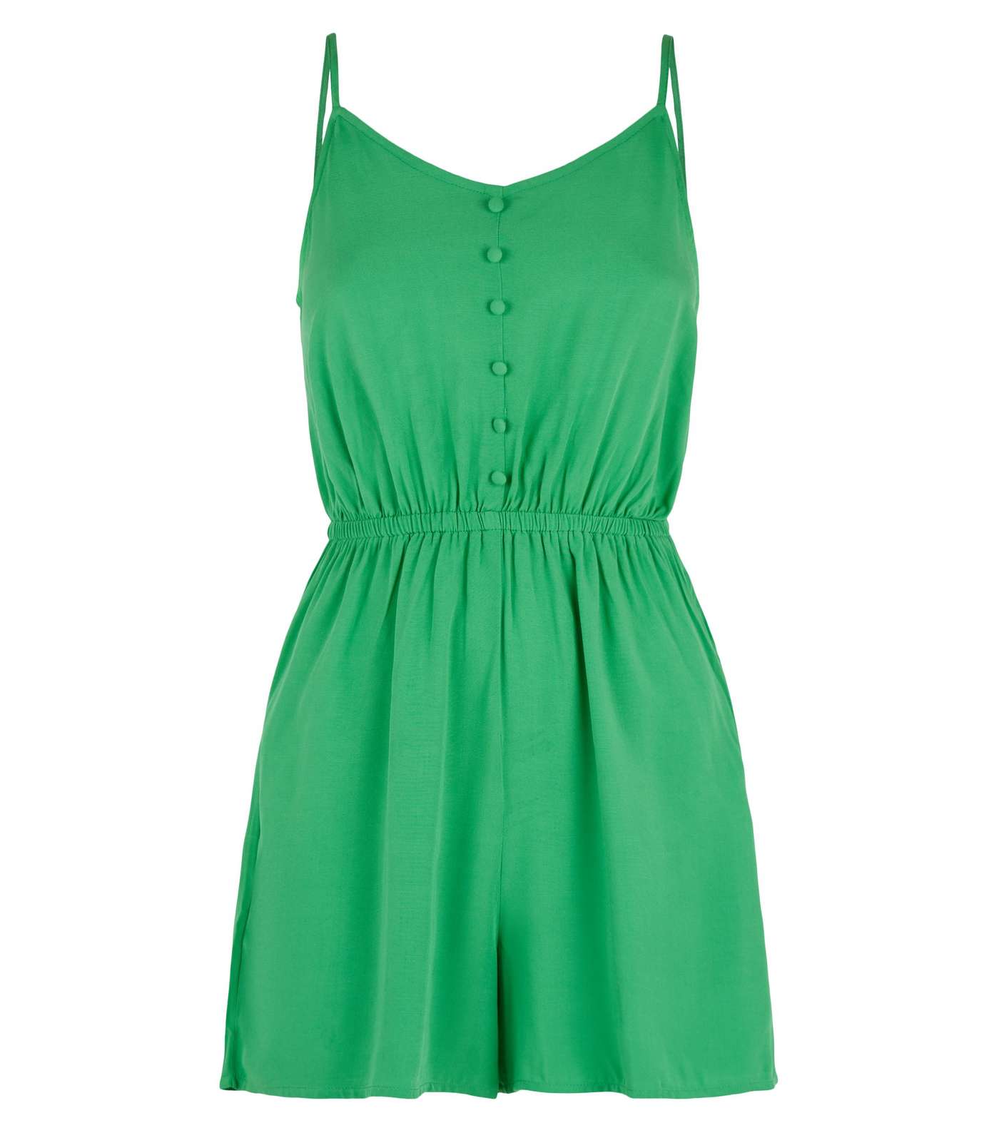 Green Strappy Button Front Playsuit Image 4