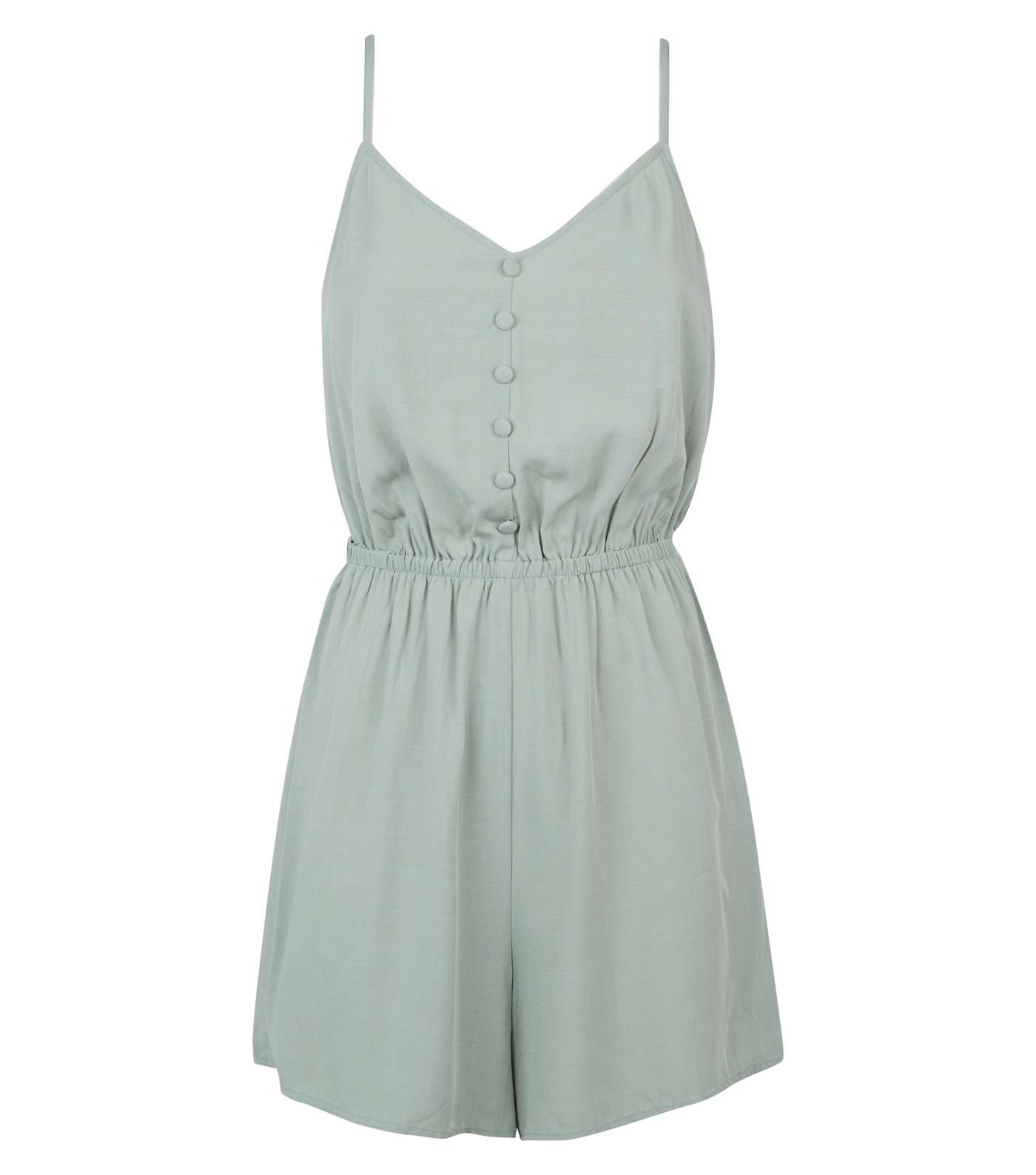 Mint Green Strappy Button Front Playsuit Image 4