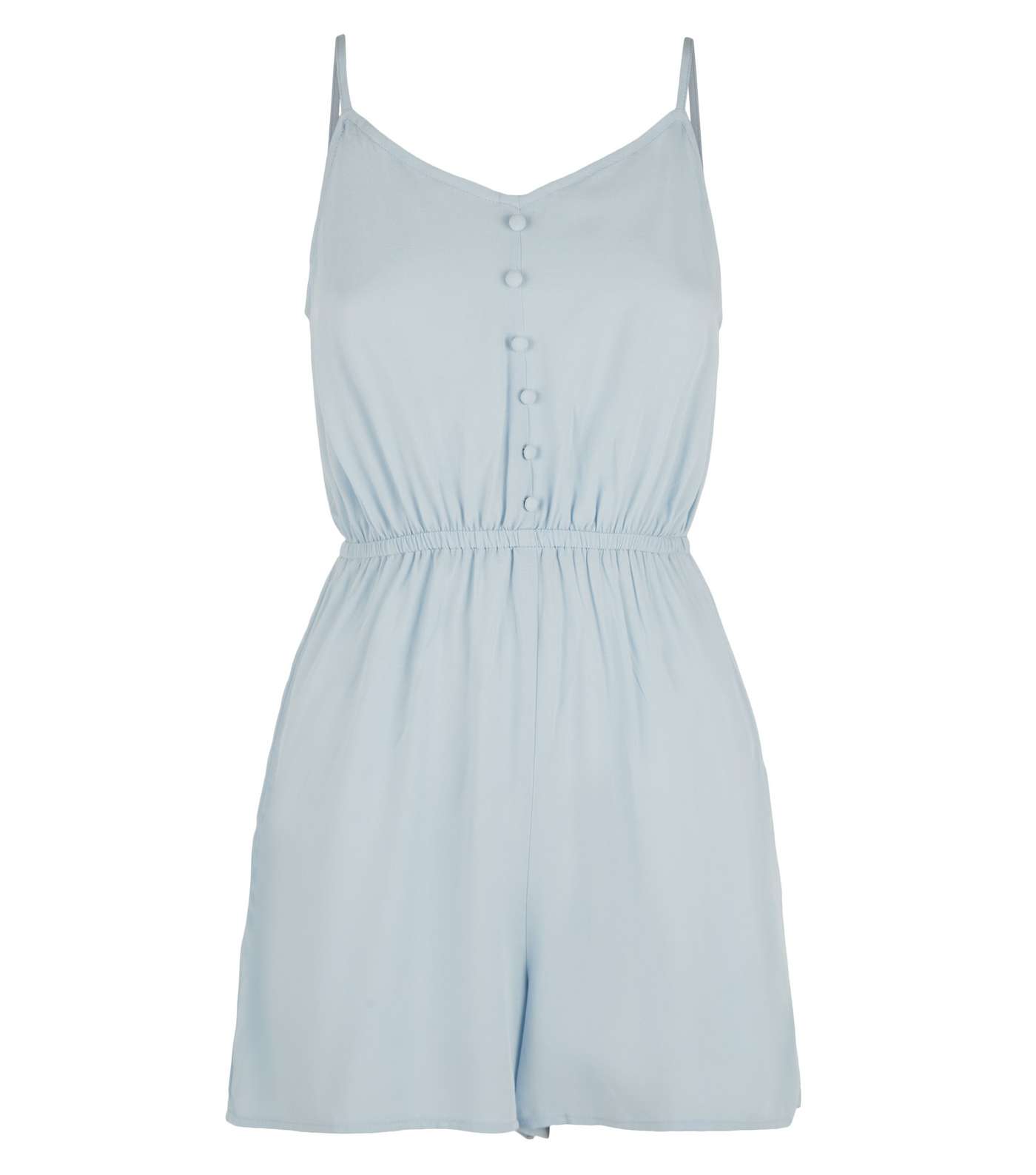 Pale Blue Strappy Button Front Playsuit Image 4