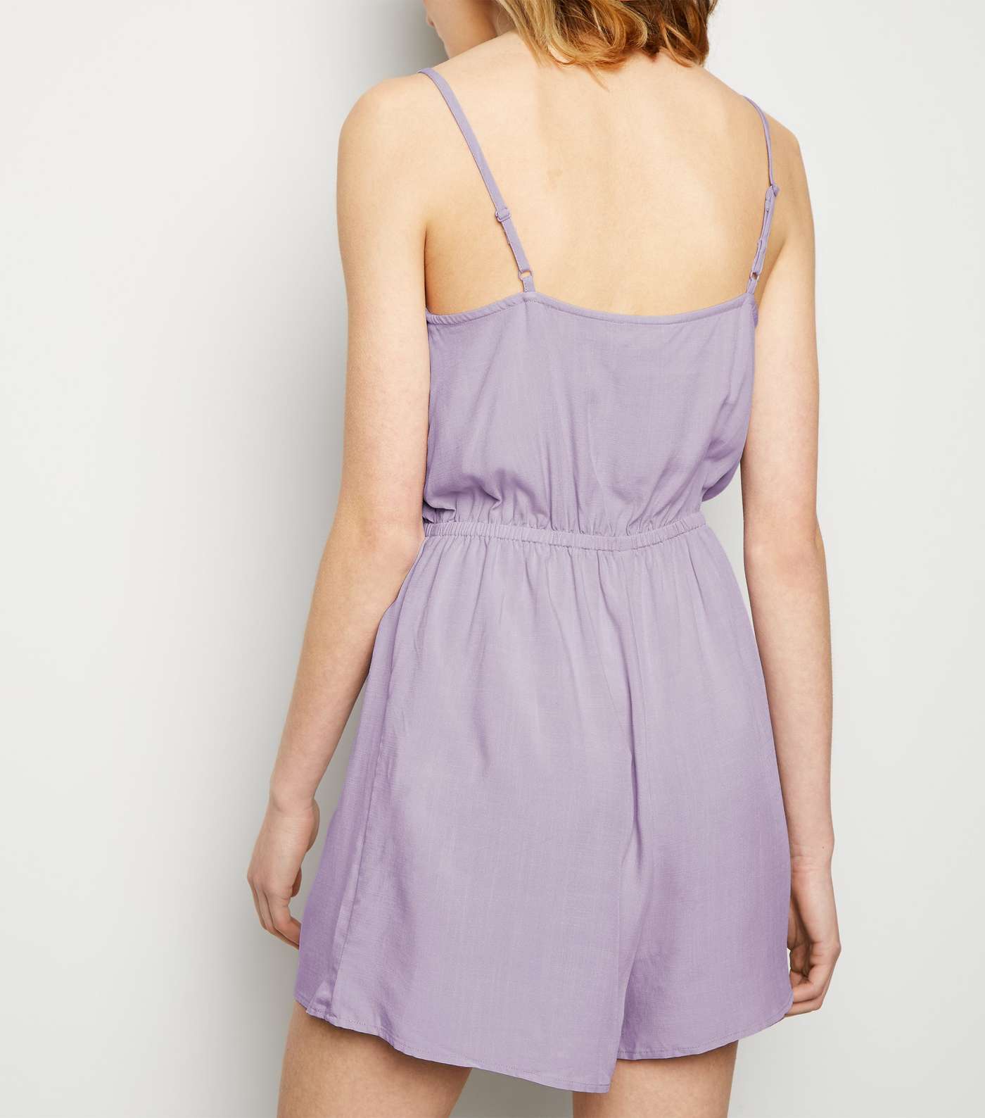 Lilac Strappy Button Front Playsuit Image 3
