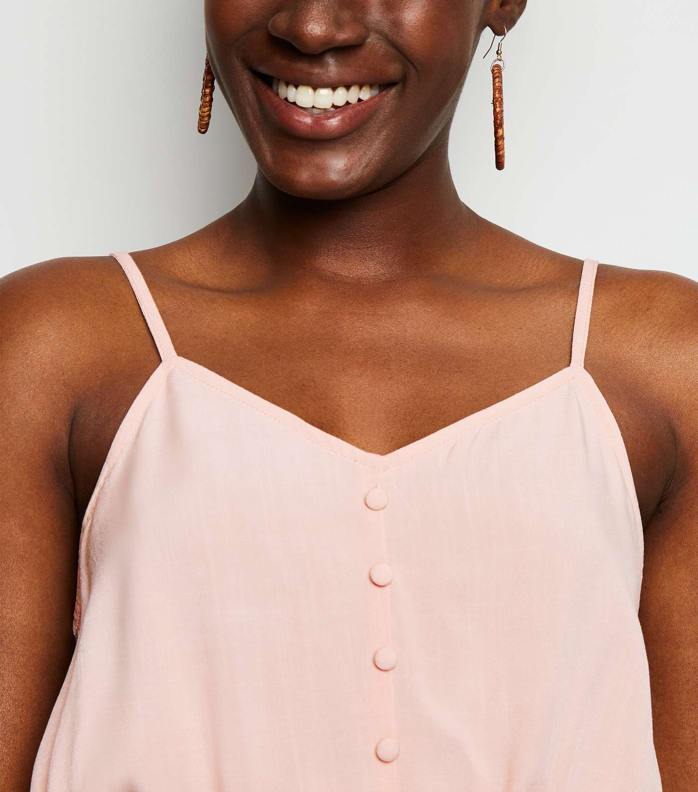 Pink Strappy Button Front Playsuit Image 5