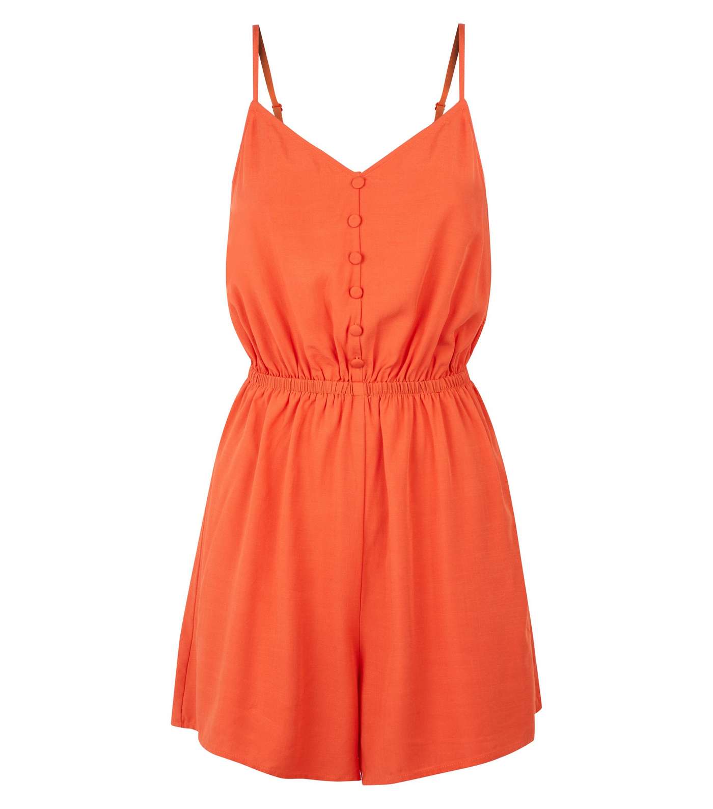 Bright Orange Strappy Button Front Playsuit Image 4