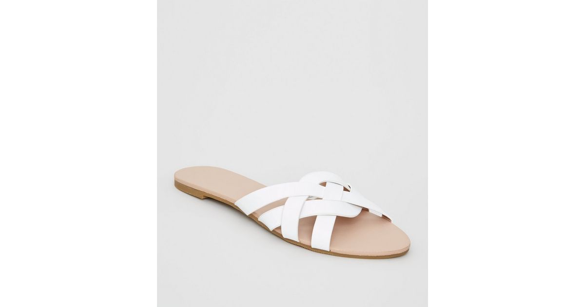white leather slider