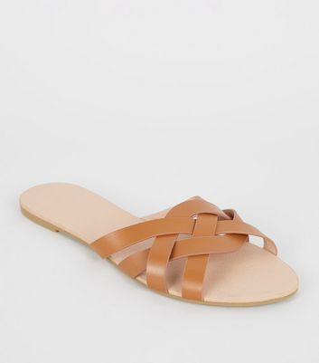 new look tan sliders