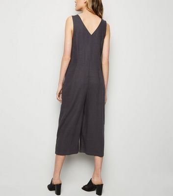 new look black linen jumpsuit