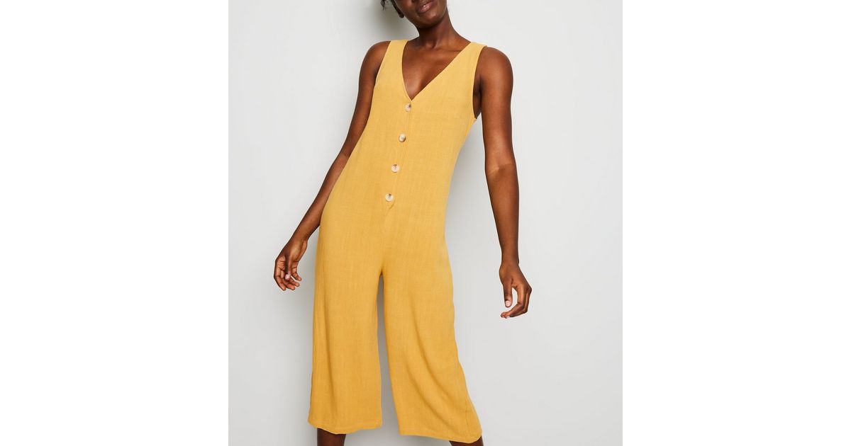 Crop Jumpsuit New Look Linen Look Jumpsuit Rent Oasis Button