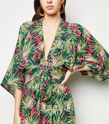Blue Vanilla Pink Tropical Leaf Kimono Maxi Dress New Look shop for Blue Vanilla Pink Tropical Leaf Kimono Maxi Dress New Look at Shopo