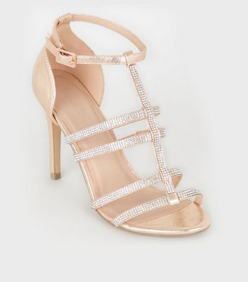 Rose gold gladiator stilettos on sale