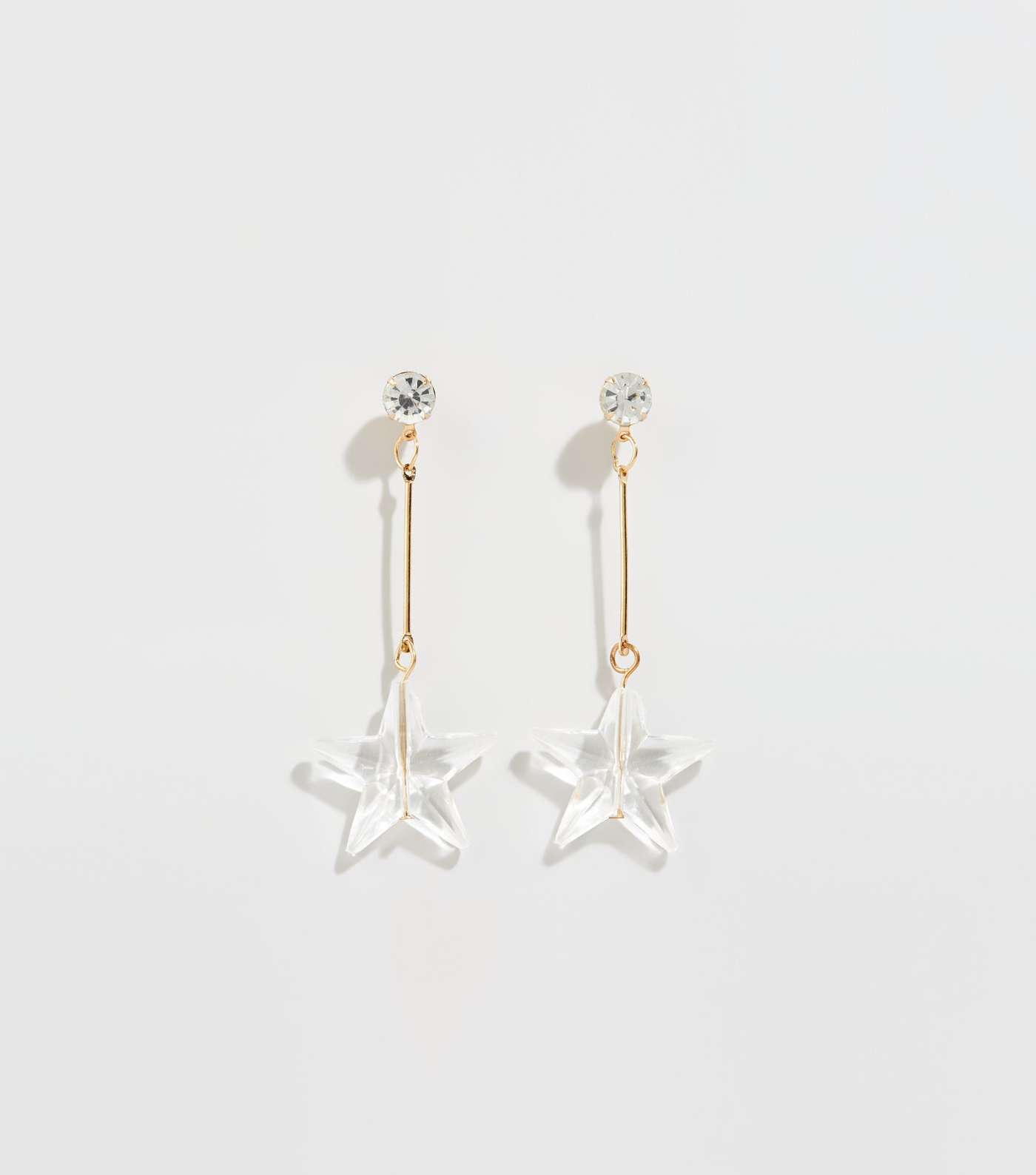 Gold Clear Star Drop Earrings