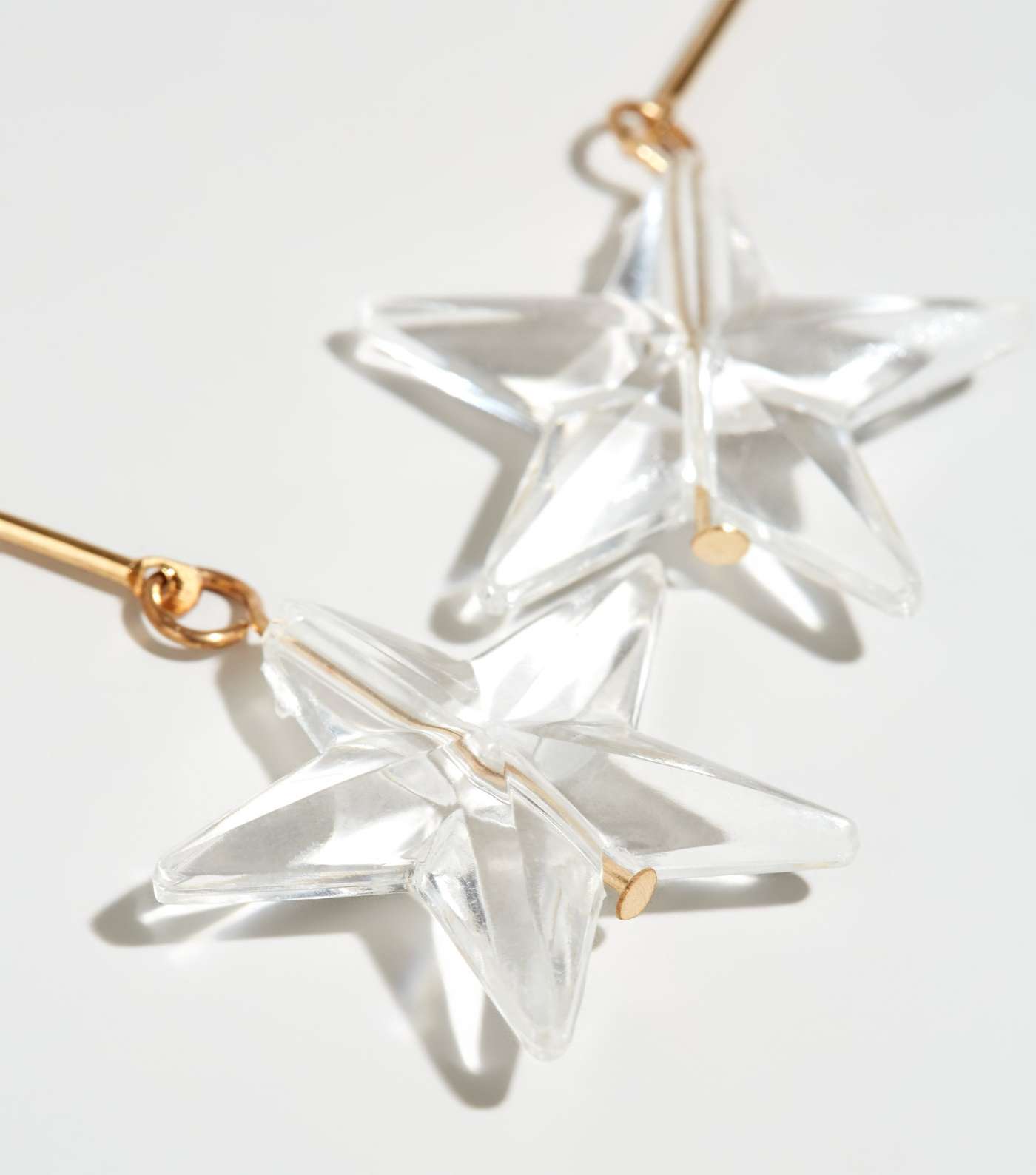 Gold Clear Star Drop Earrings Image 3