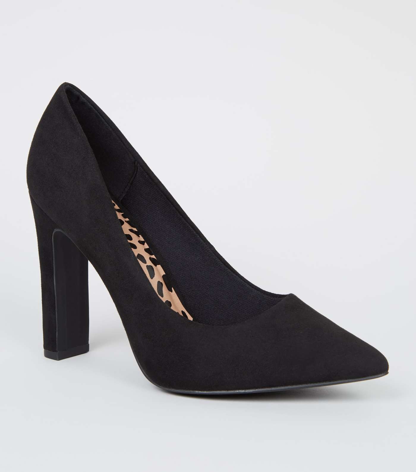 Wide Fit Black Suedette Pointed Courts