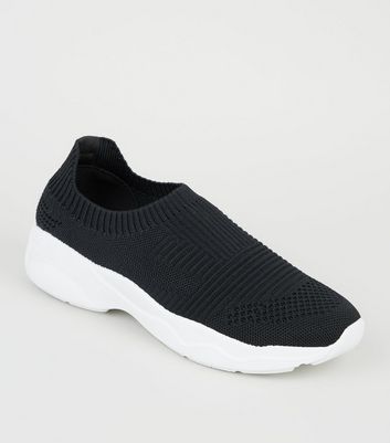 womens black knitted trainers