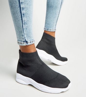 black knit sock trainers