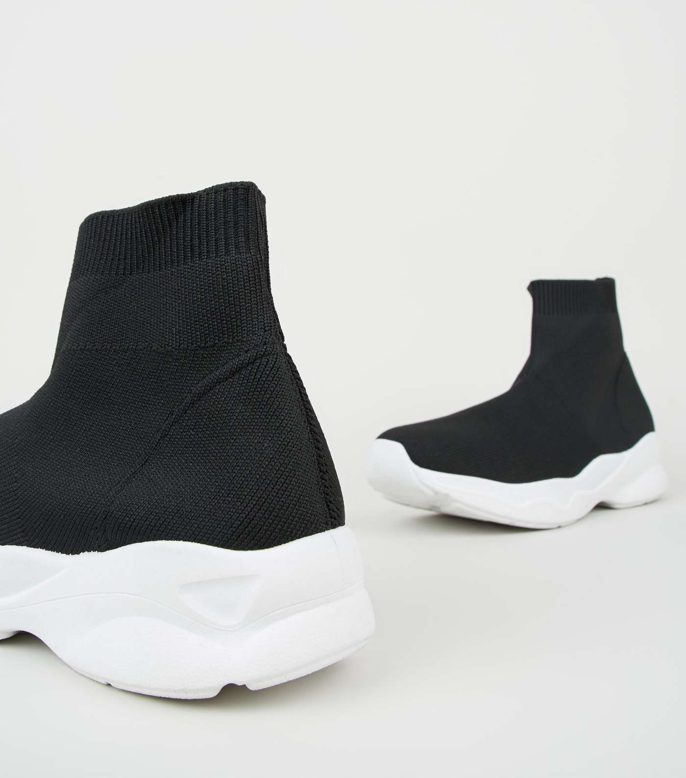 Black Knit High Top Sock Trainers Image 3