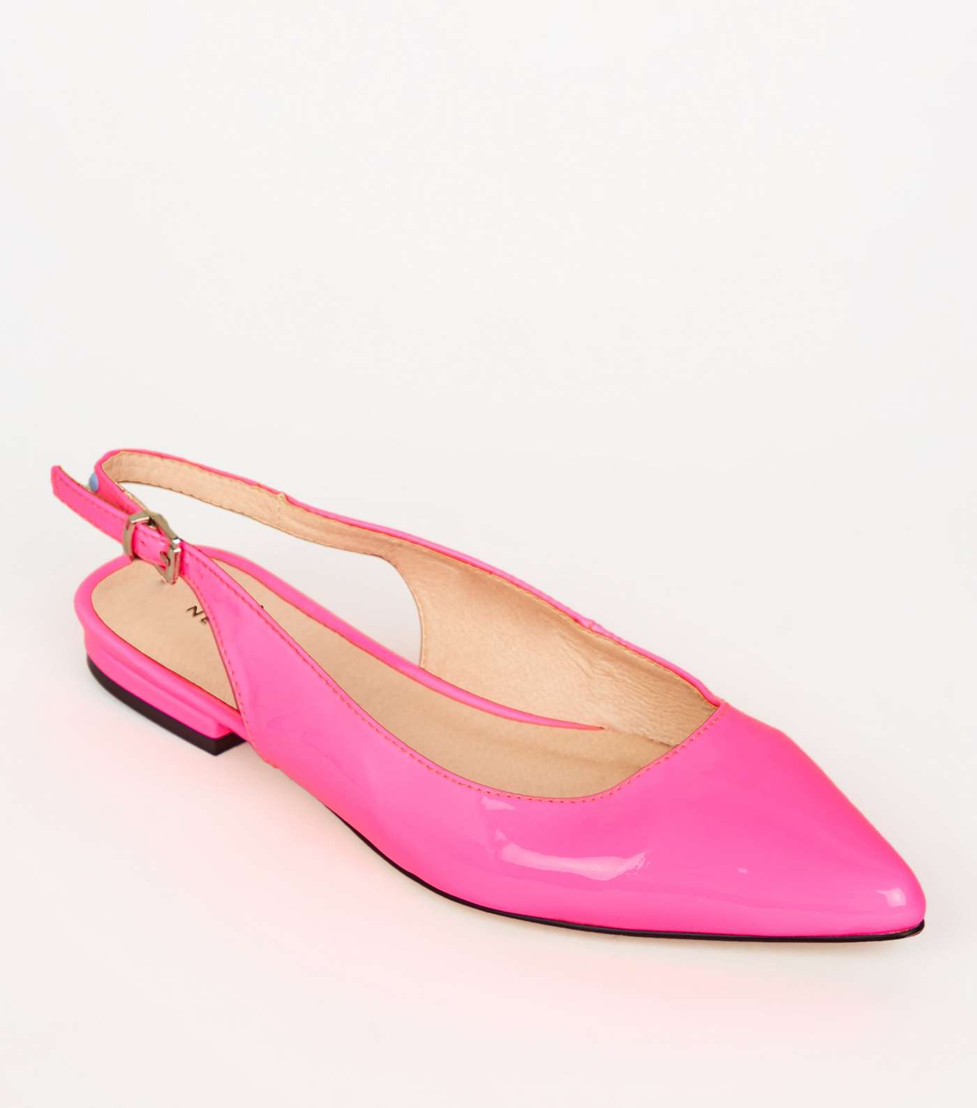 Bright Pink Neon Leather-Look Slingbacks