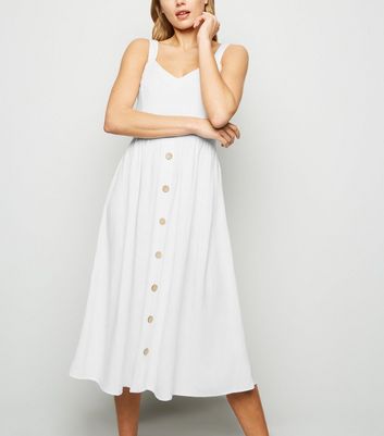 White linen button front on sale dress