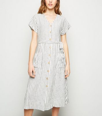 white stripe midi dress