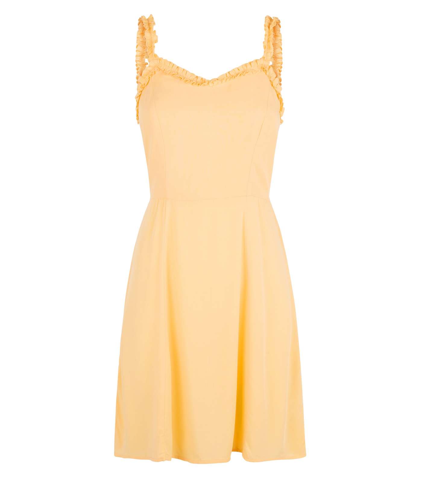 Pale Yellow Frill Trim Mini Dress Image 4