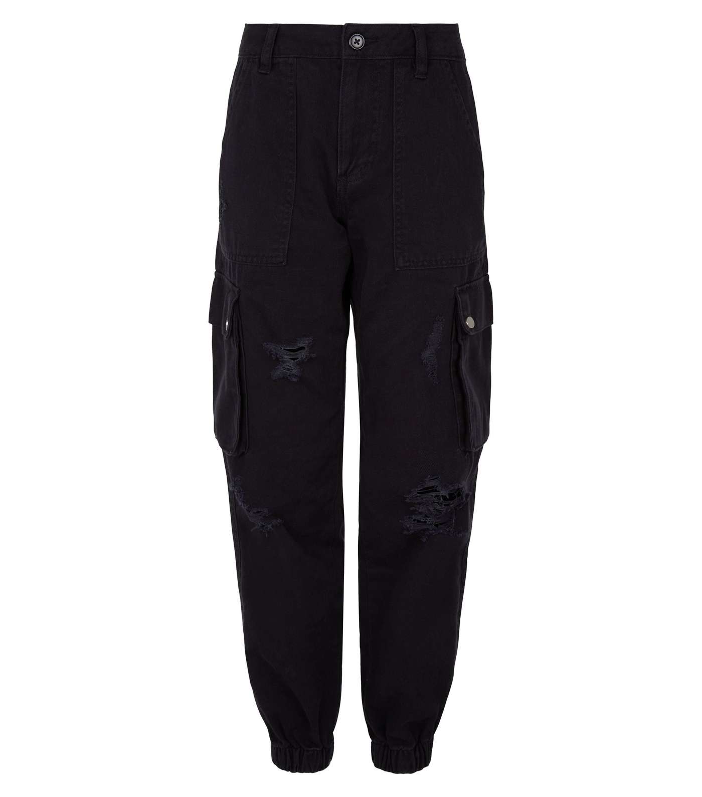 Girls Black Ripped Utility Trousers Image 4