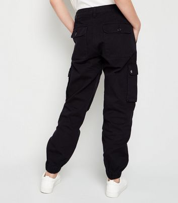 girls black cargo trousers