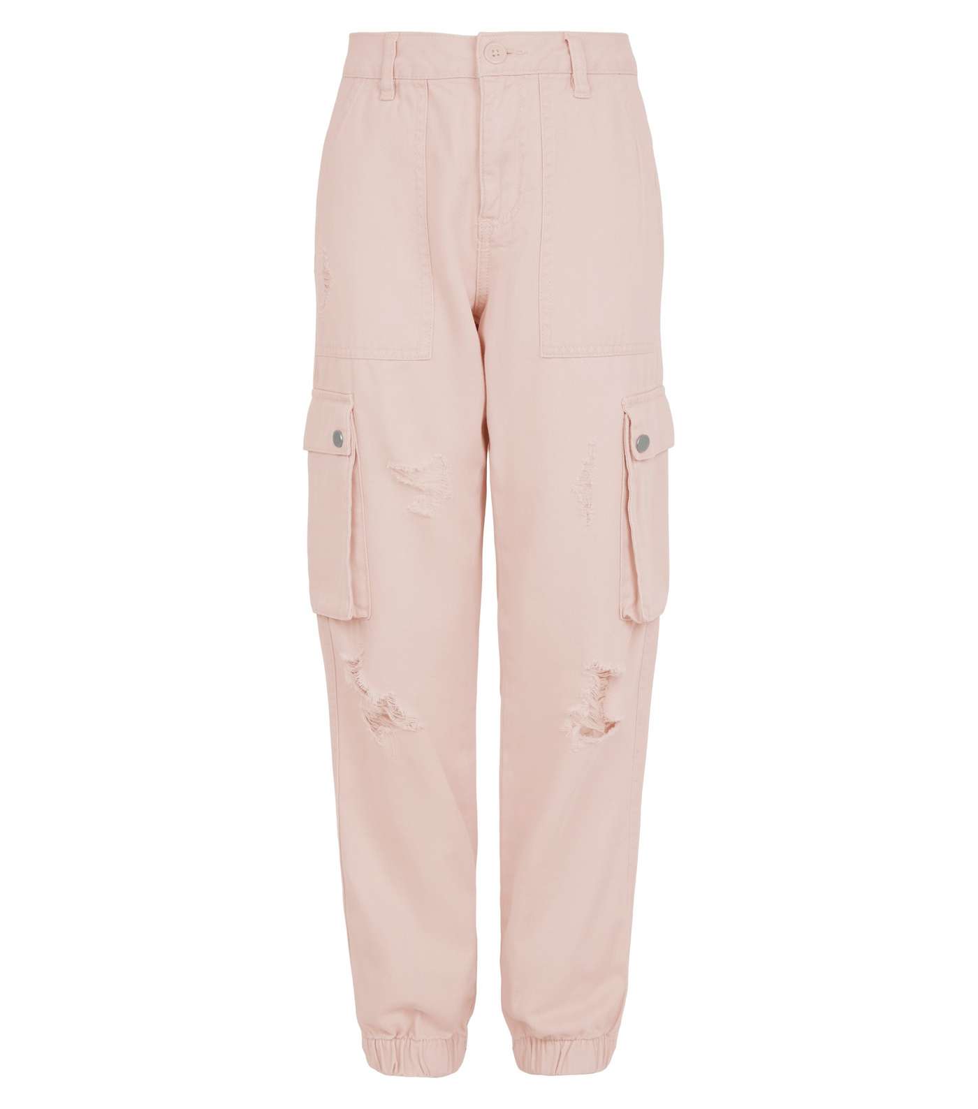 Girls Pink Ripped Utility Trousers Image 4