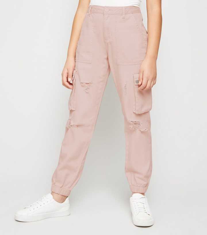 Light Pink Utility Pocket Cargo Trousers