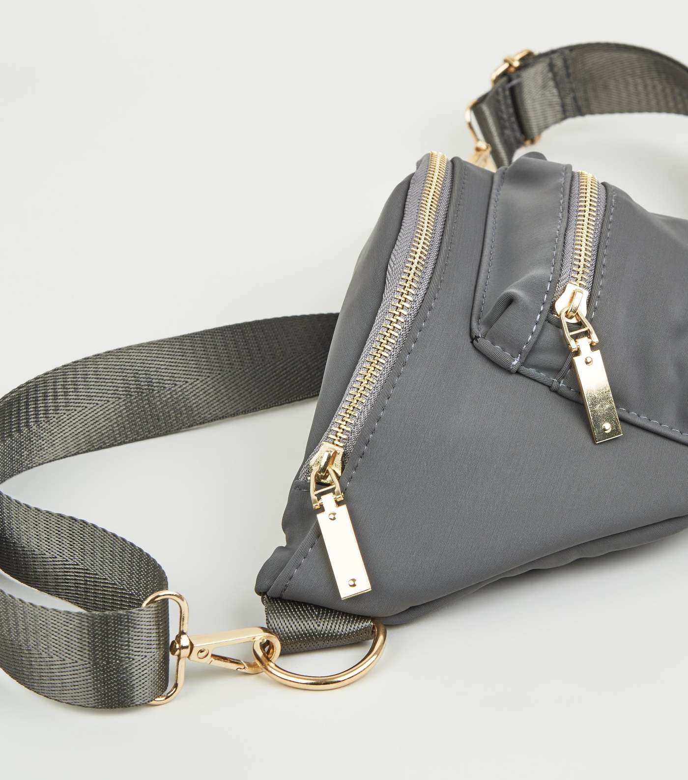 Grey High Shine Utility Zip Bum Bag Image 4