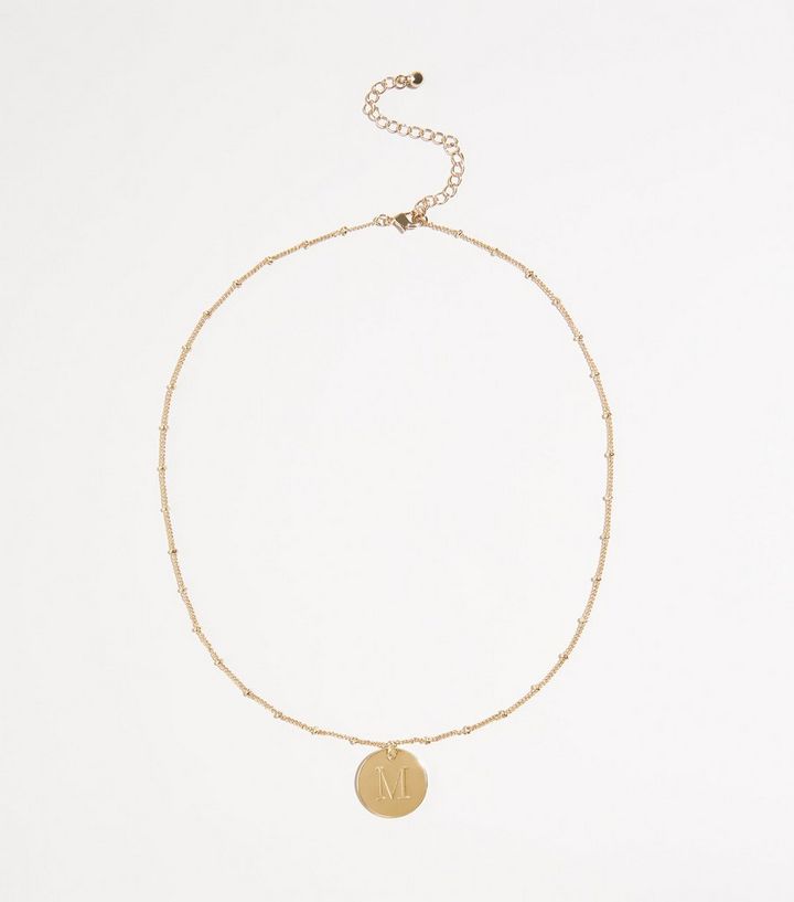 Gold Plated M Initial Pendant Necklace Add To Saved Items Remove From