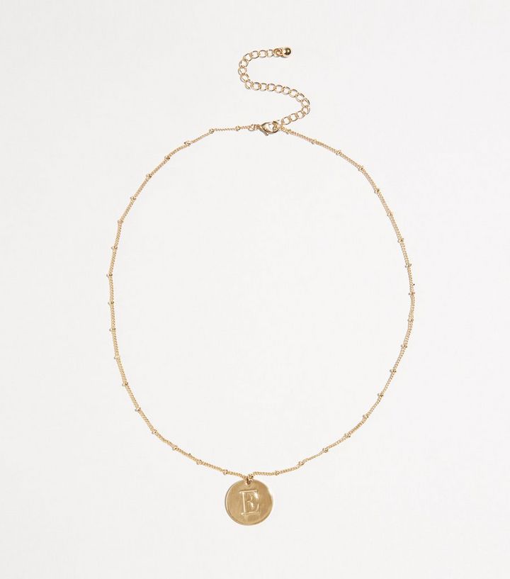 Gold Plated E Initial Pendant Necklace Add To Saved Items Remove From