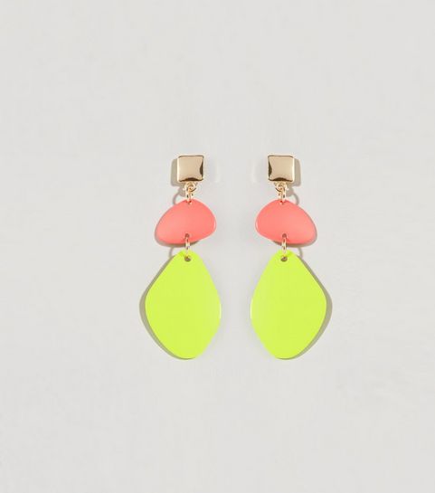 Women S Earrings Tassel Hoop New Look Yellow And Pink Neon Enamel Drop Earrings