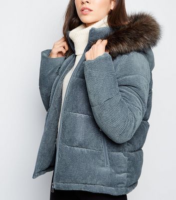 New look faux fur cord hot sale puffer jacket