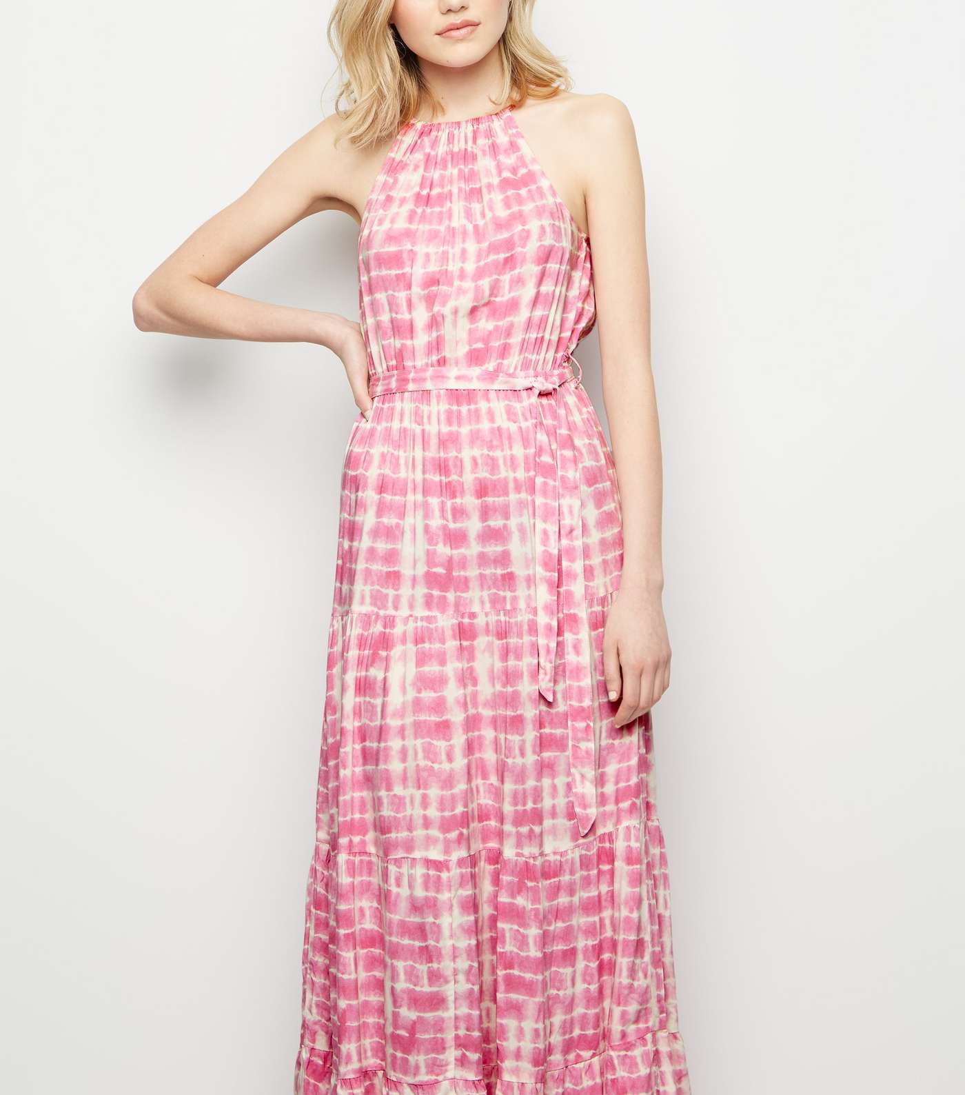 Pink Tie Dye Halterneck Maxi Dress  Image 3