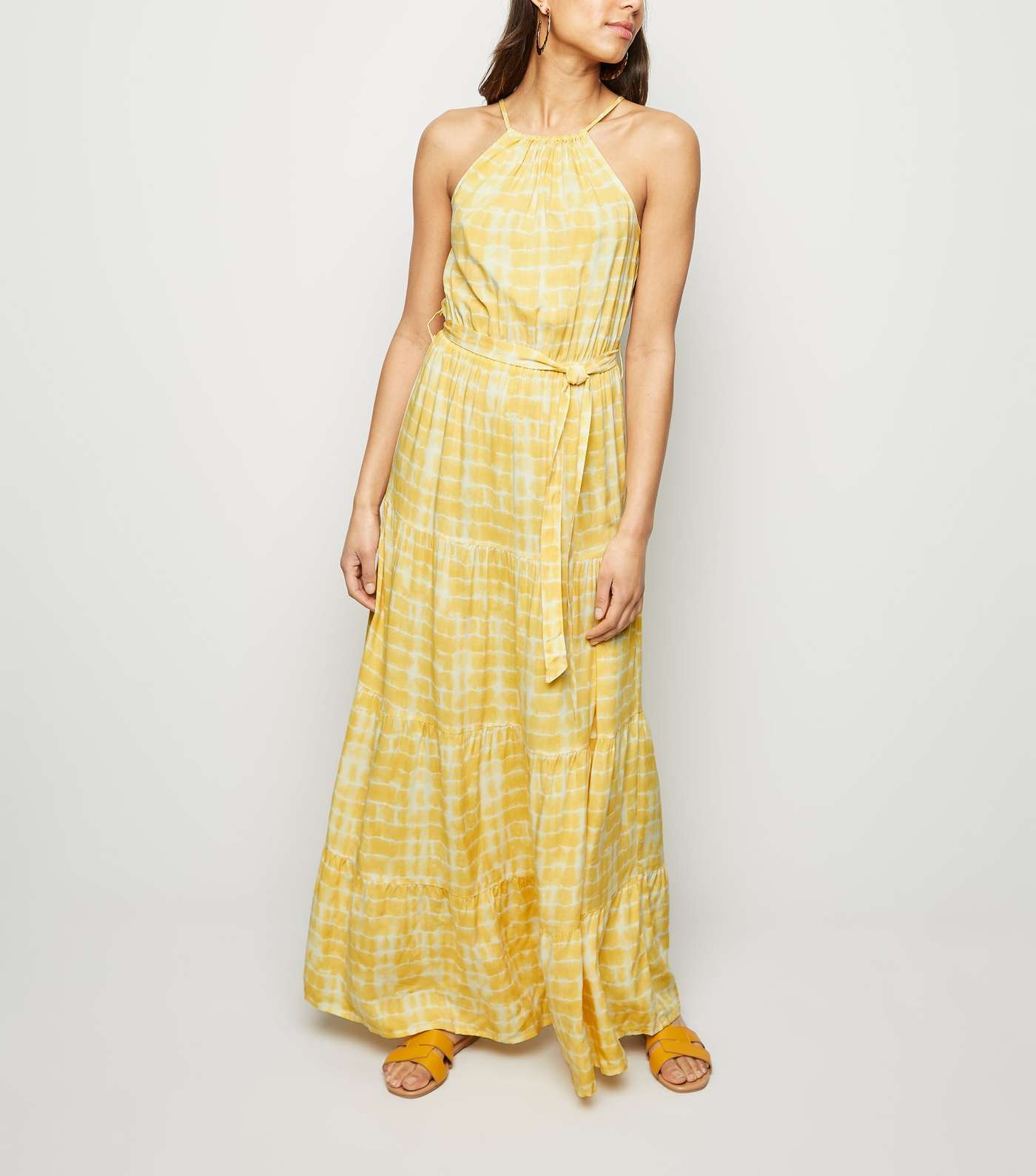 Yellow Tie Dye Halterneck Maxi Dress 
