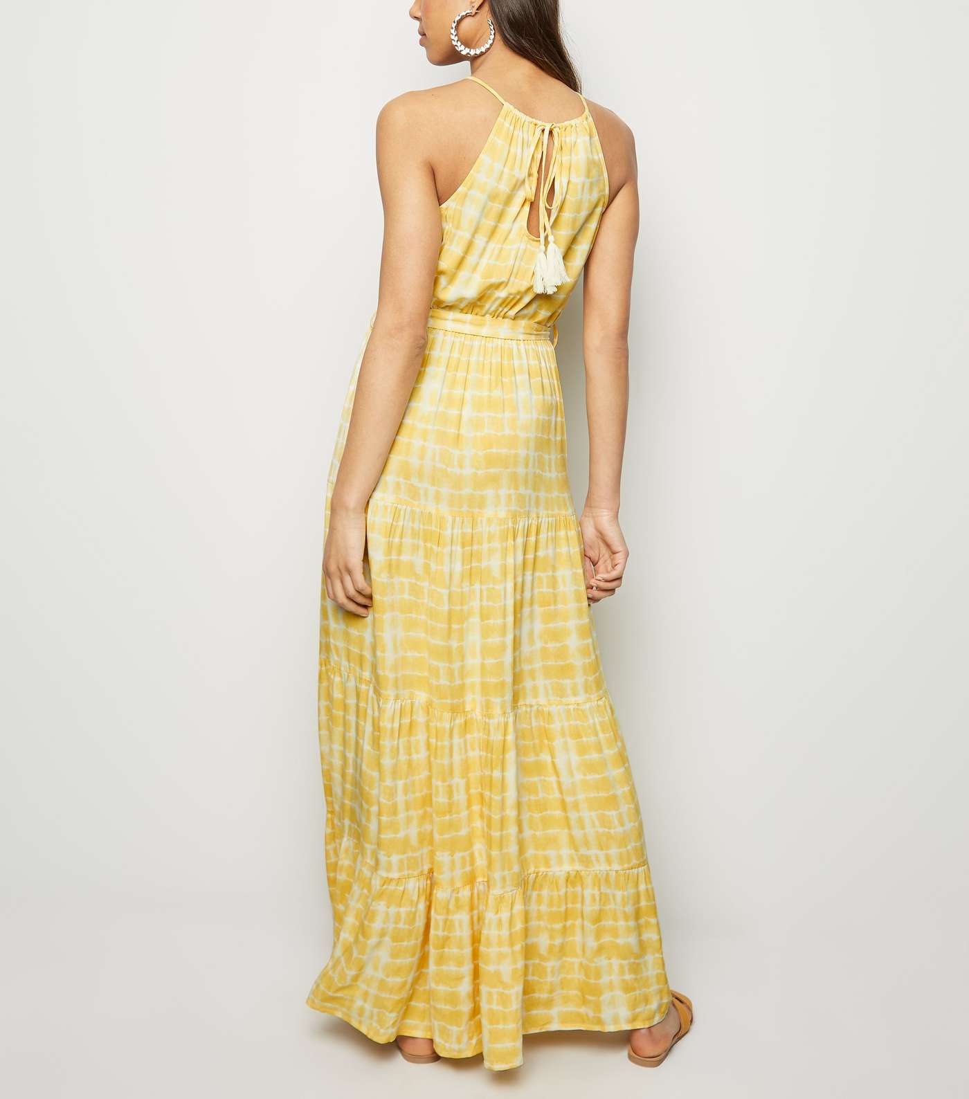 Yellow Tie Dye Halterneck Maxi Dress  Image 3