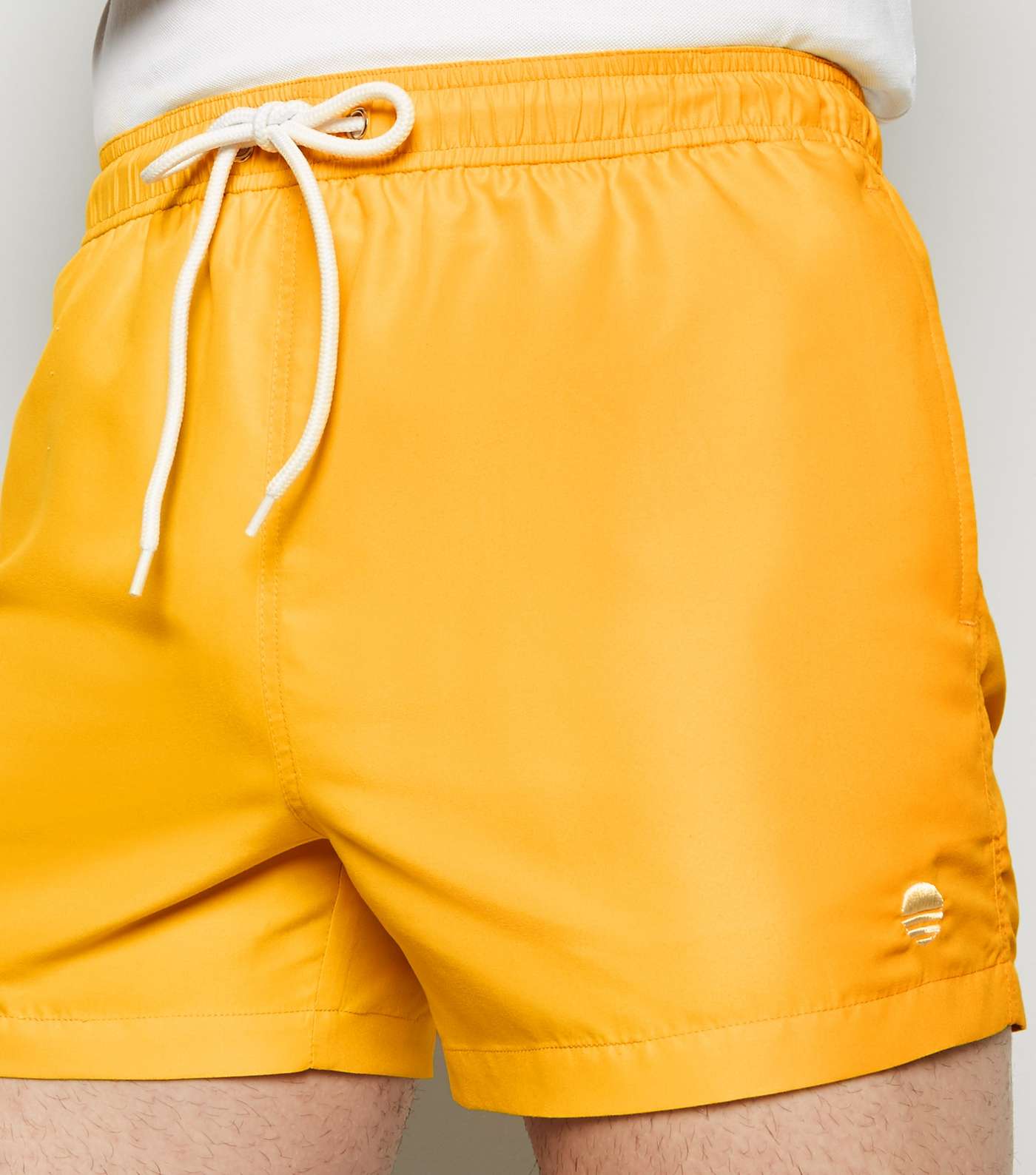 Yellow Embroidered Circle Swim Shorts Image 5